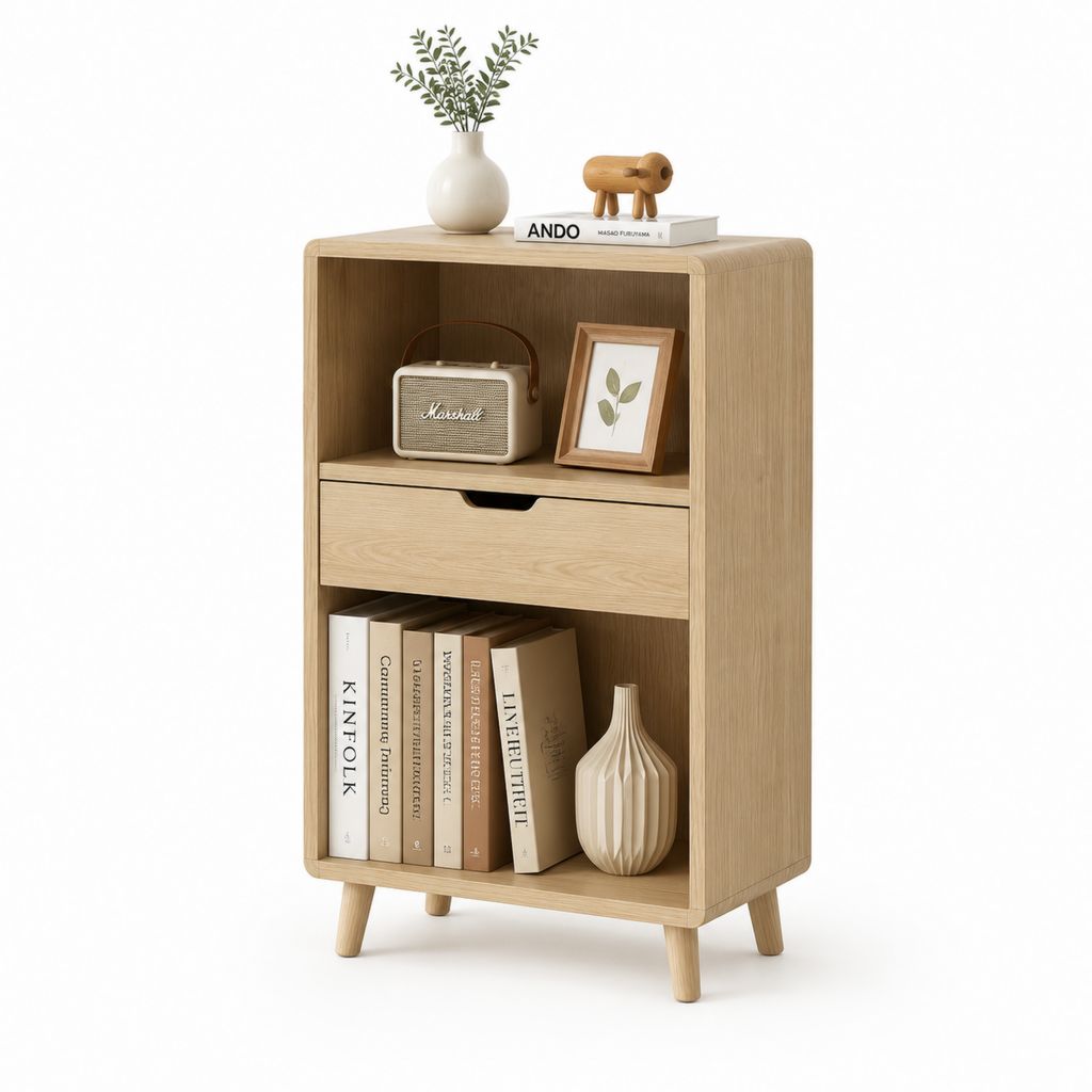 Libreria con cassetto rovere chiaro in pannello truciolare rettangolare 60 x 35 x 100 cm