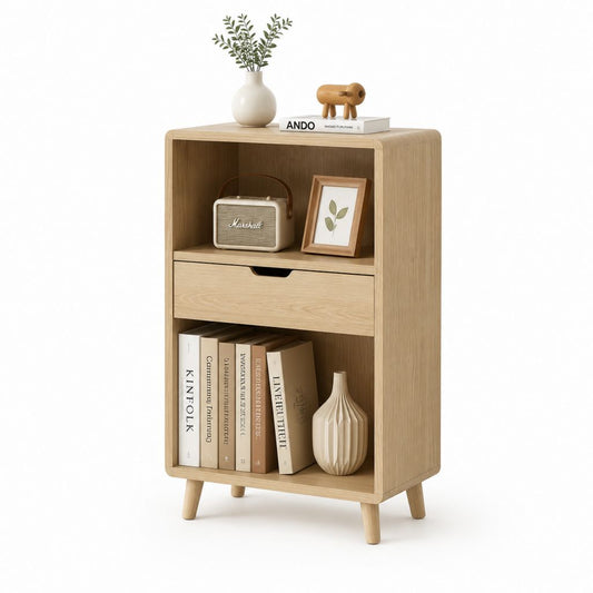Libreria con cassetto rovere chiaro in pannello truciolare rettangolare 60 x 35 x 100 cm