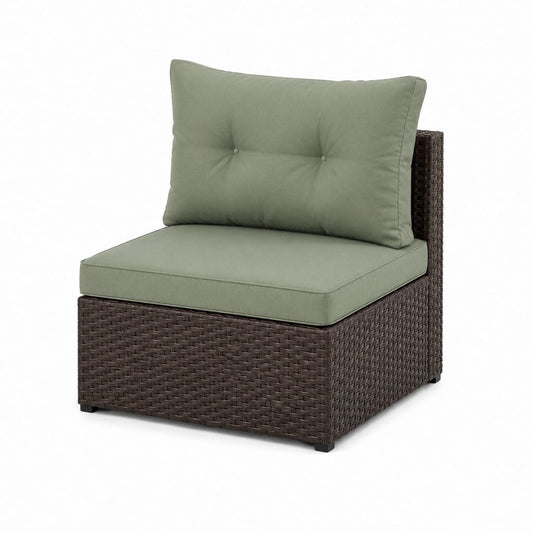 Poltrona modulare da giardino marrone e verde in rattan PE 70 x 70 x 60 cm