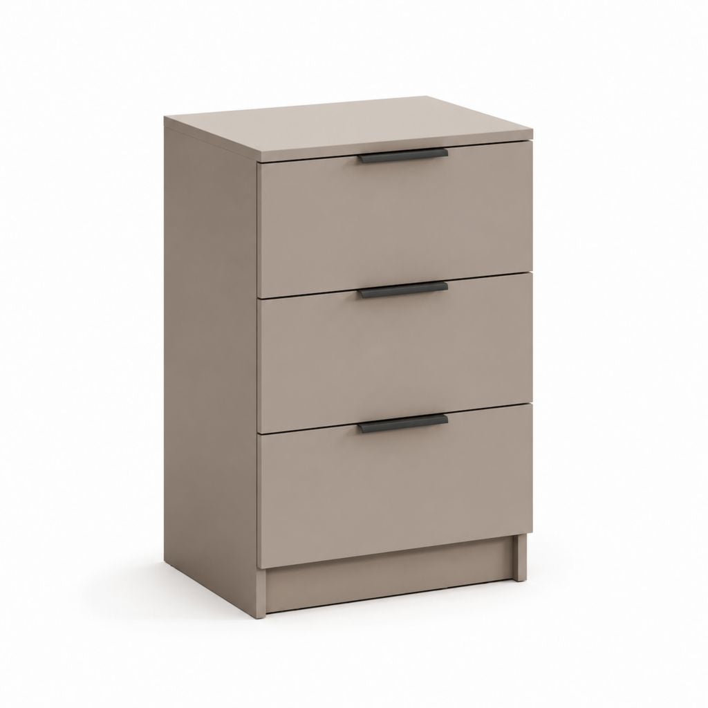 Comodino 3 cassetti tortora in pannello truciolare nobilitato rettangolare 60 x 40 x 70 cm