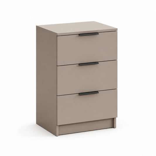 Comodino 3 cassetti tortora in pannello truciolare nobilitato rettangolare 60 x 40 x 70 cm