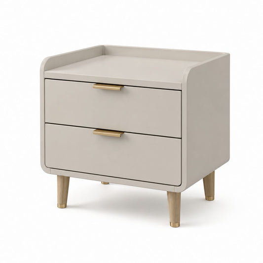 Comodino 2 cassetti tortora in MDF rettangolare 50 x 40 x 55 cm